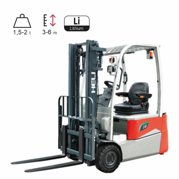 vysokozdvižné vozíky elektrické HELI G3-LI 1,5-2t, trojkolesové-dual