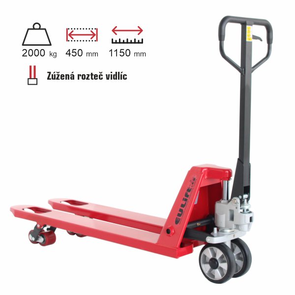 paletový vozík zúžený eulift BF450