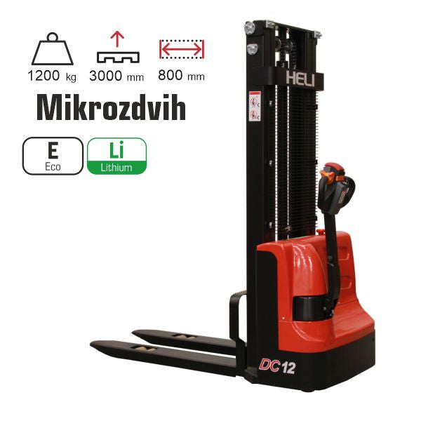 vysokozdvižný vozík elektrický lithiový HELI CDD1230J-LI s mikrozvihom