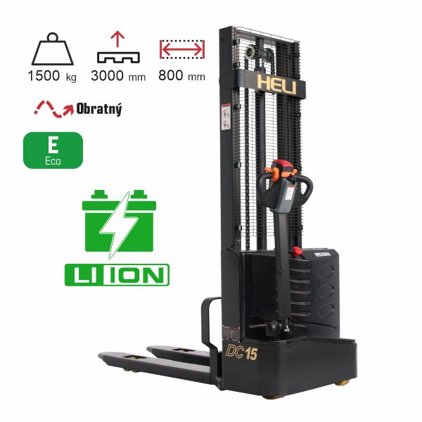 vysokozdvižný vozík elektrický lítiový HELI CDD1530J-LI black edition