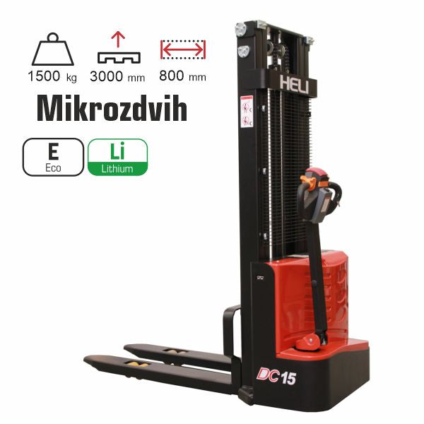 vysokozdvižný vozík elektrický lithiový HELI CDD1530J-LI s mikrozvihom