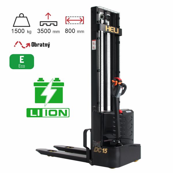 vysokozdvižný vozík elektrický lítiový HELI CDD1535J-LI black edition