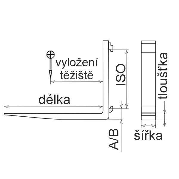 Nosná vidlica nosnosť 2000 až 2500 kg; 2000 mm