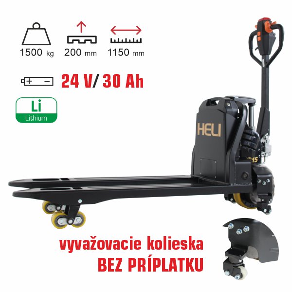 Paletový vozík CBD15J-LI-S BLACK EDITION